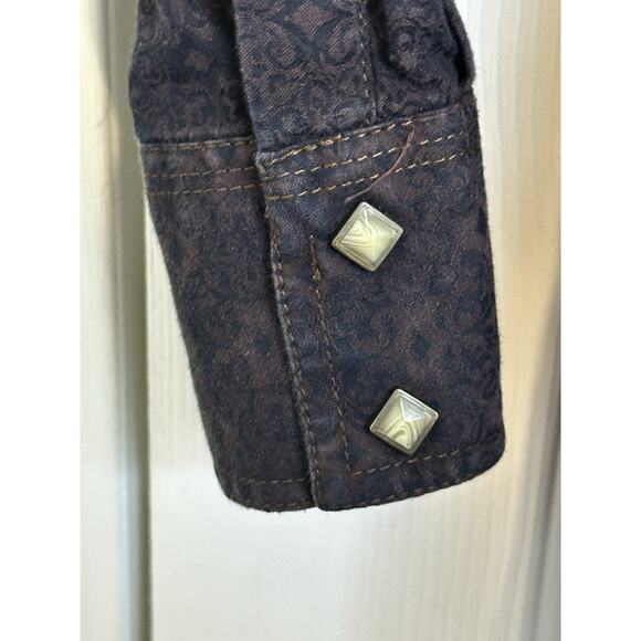 Rancho Estancia Western Floral Pearl Snap Shirt Gray Blue Mens Cowboy Rodeo XXL - Picture 5 of 8